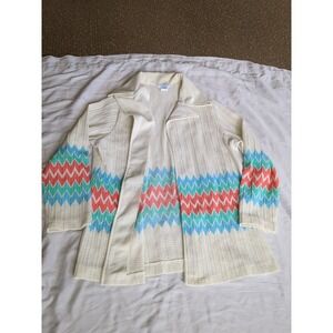 Vtg Sears Mesh Shirt Chevron Open Front Multicolor Sz Small 70s' Disco Rave